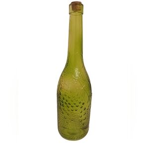 NEW OLIVE GREEN TEXTURED GLASS BOTTLE DECOR